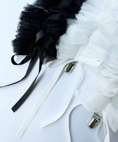 PICCIN（ピッチン）の「チュールフリルサスペンダー（2本組）（サスペンダー・レディース・オフホワイト/ブラック・FREE）」の19枚目の写真