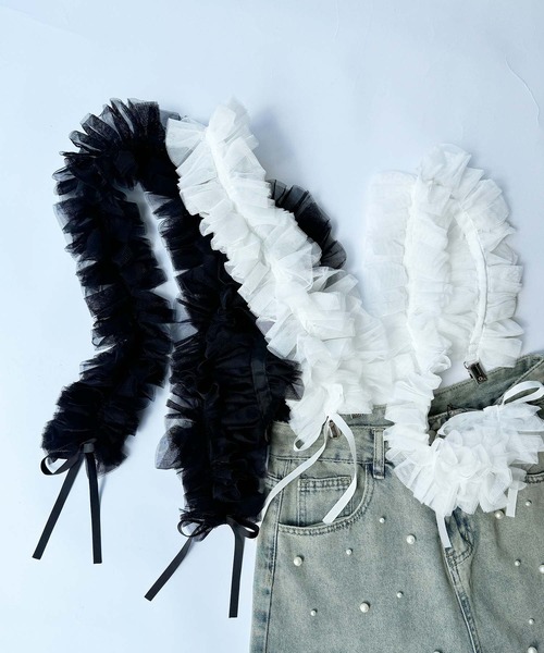 PICCIN（ピッチン）の「チュールフリルサスペンダー（2本組）（サスペンダー・レディース・オフホワイト/ブラック・FREE）」の20枚目の写真