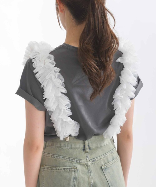 PICCIN（ピッチン）の「チュールフリルサスペンダー（2本組）（サスペンダー・レディース・オフホワイト/ブラック・FREE）」の15枚目の写真