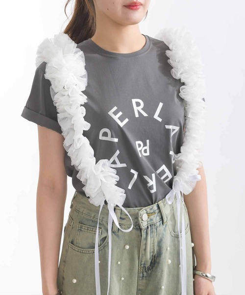 PICCIN（ピッチン）の「チュールフリルサスペンダー（2本組）（サスペンダー・レディース・オフホワイト/ブラック・FREE）」の14枚目の写真