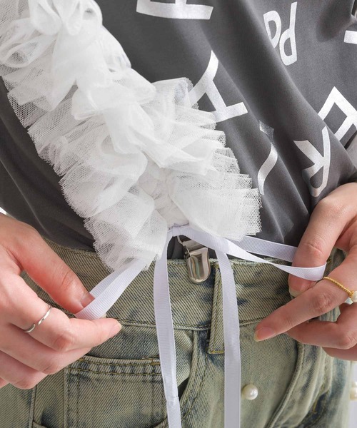PICCIN（ピッチン）の「チュールフリルサスペンダー（2本組）（サスペンダー・レディース・オフホワイト/ブラック・FREE）」の16枚目の写真
