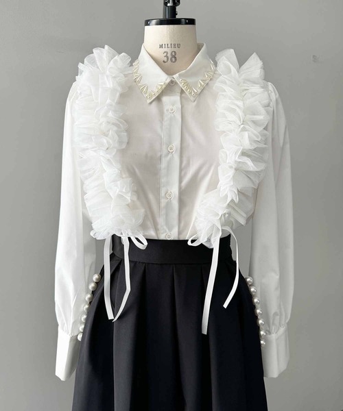 PICCIN（ピッチン）の「チュールフリルサスペンダー（2本組）（サスペンダー・レディース・オフホワイト/ブラック・FREE）」の10枚目の写真