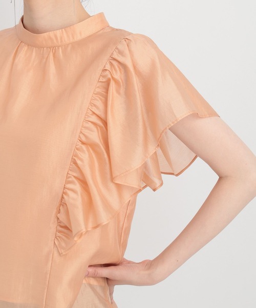 Andemiu（アンデミュウ）の「シアーラッフルスタンドブラウス136089（シャツ/ブラウス・レディース・オレンジ/ブラック/オフホワイト・FREE）」の11枚目の写真