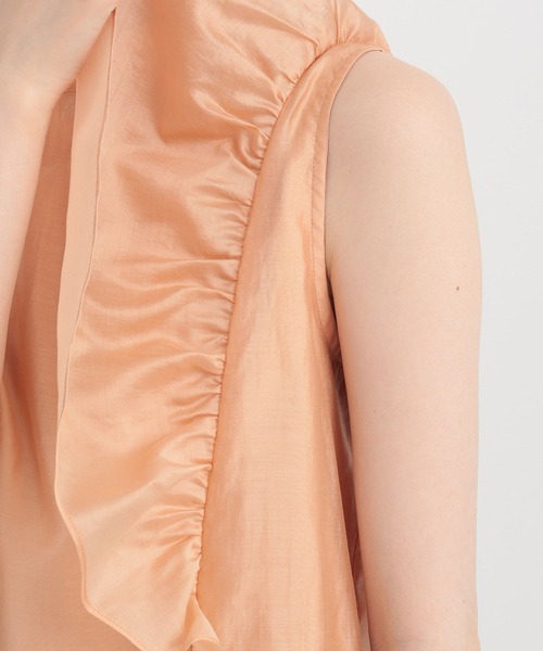 Andemiu（アンデミュウ）の「シアーラッフルスタンドブラウス136089（シャツ/ブラウス・レディース・オレンジ/ブラック/オフホワイト・FREE）」の12枚目の写真