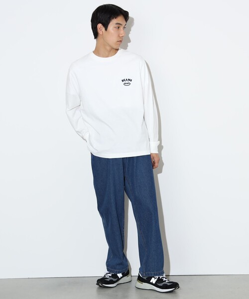 BEAMS HEART（ビームスハート）の「【ユニセックス】スマイルロゴ ワンポイント ロングスリーブ（Tシャツ/カットソー・メンズ・ホワイト/ネイビー・S/M/L/XL）」の4枚目の写真