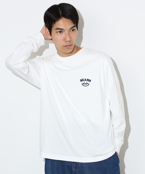 BEAMS HEART（ビームスハート）の「【ユニセックス】スマイルロゴ ワンポイント ロングスリーブ（Tシャツ/カットソー・メンズ・ホワイト/ネイビー・S/M/L/XL）」の6枚目の写真