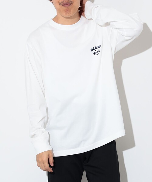 BEAMS HEART（ビームスハート）の「【ユニセックス】スマイルロゴ ワンポイント ロングスリーブ（Tシャツ/カットソー・メンズ・ホワイト/ネイビー・S/M/L/XL）」の11枚目の写真