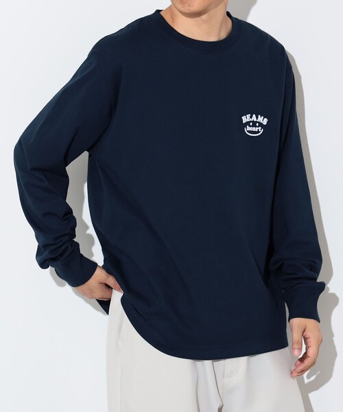 BEAMS HEART（ビームスハート）の「【ユニセックス】スマイルロゴ ワンポイント ロングスリーブ（Tシャツ/カットソー・メンズ・ホワイト/ネイビー・S/M/L/XL）」の19枚目の写真