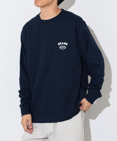 BEAMS HEART（ビームスハート）の「【ユニセックス】スマイルロゴ ワンポイント ロングスリーブ（Tシャツ/カットソー・メンズ・ホワイト/ネイビー・S/M/L/XL）」の20枚目の写真