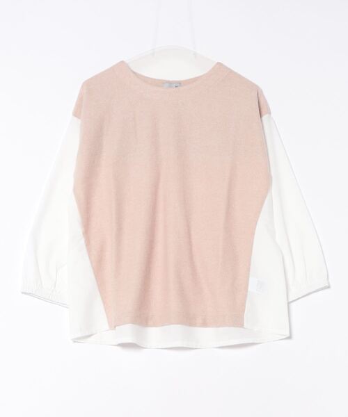 BELLUNA PLUS(ベルーナ)の「ラメ入り起毛素材シャツ切替プルオーバー(Tシャツ/カットソー・レディース・ベージュ/グレー/ネイビー・X-LARGE/LARGE/MEDIUM)」の3枚目の写真