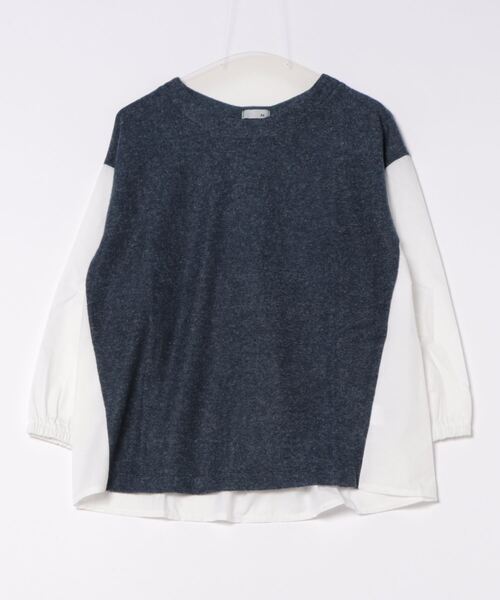 BELLUNA PLUS(ベルーナ)の「ラメ入り起毛素材シャツ切替プルオーバー(Tシャツ/カットソー・レディース・ベージュ/グレー/ネイビー・X-LARGE/LARGE/MEDIUM)」の1枚目の写真
