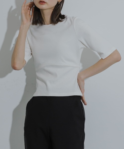 SENSE OF PLACE by URBAN RESEARCH(センスオブプレイスバイアーバンリサーチ)の「ウエストリブコンパクトトップ(Tシャツ/カットソー・レディース・アイボリー/ブラック/ライトグレー/レッド・ONE)」の2枚目の写真