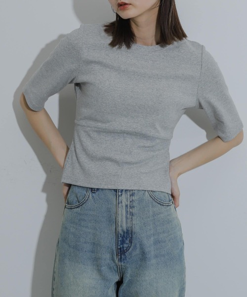 SENSE OF PLACE by URBAN RESEARCH(センスオブプレイスバイアーバンリサーチ)の「ウエストリブコンパクトトップ(Tシャツ/カットソー・レディース・アイボリー/ブラック/ライトグレー/レッド・ONE)」の4枚目の写真