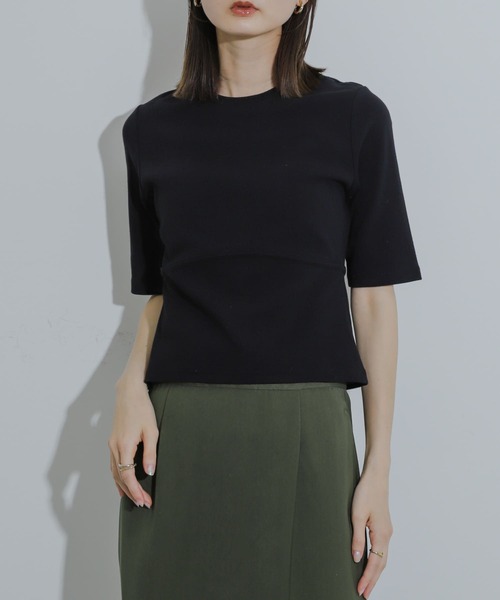 SENSE OF PLACE by URBAN RESEARCH(センスオブプレイスバイアーバンリサーチ)の「ウエストリブコンパクトトップ(Tシャツ/カットソー・レディース・アイボリー/ブラック/ライトグレー/レッド・ONE)」の3枚目の写真