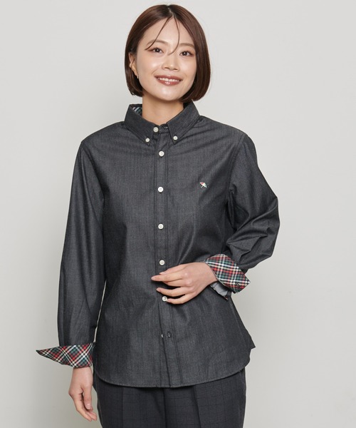 Arnold Palmer（アーノルドパーマー）の「イージーケア デニム 長袖 シェア シャツ（シャツ/ブラウス・レディース・ブラック/ネイビー・S/XS/LL/L/M）」の14枚目の写真