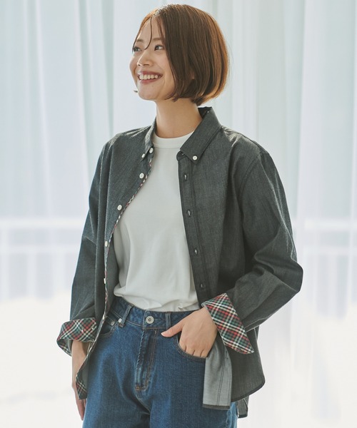 Arnold Palmer（アーノルドパーマー）の「イージーケア デニム 長袖 シェア シャツ（シャツ/ブラウス・レディース・ブラック/ネイビー・S/XS/LL/L/M）」の16枚目の写真