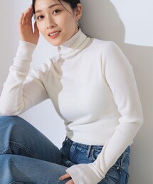 ☆2023.美品☆デミルクスビームス カシミア ハイネックニット ゆったり Demi-Luxe BEAMS（デミルクス ビームス）リブ タートルネック