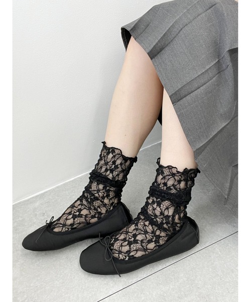 PHOEBE PHILO ソックスパンプス（ブラック／グレー） PHILLY】レースクルーソックス（ソックス/靴下）｜PHILLY