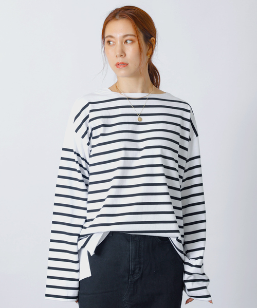 MONT KEMMEL(モンケメル)の「【MONT KEMMEL/モン ケメル】バスクシャツ / ボーダーロングスリーブT / ユニセックス(Tシャツ/カットソー・レディース・ブルー/ホワイト/ブラック・フリー)」の9枚目の写真