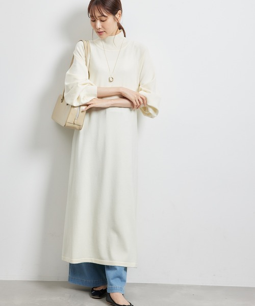 ROPE' PICNIC(ロペピクニック)の「ハイネックニットワンピース/アンチピリング(ワンピース・レディース・ブラック/キナリ/ライトグレー・38)」の1枚目の写真