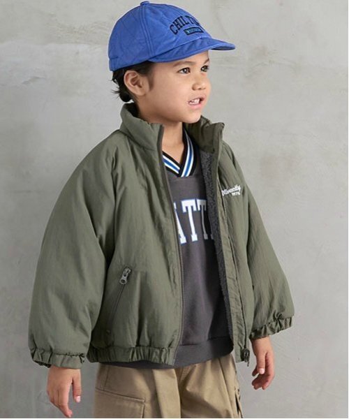 b・ROOM（ビールーム）の「【2WAY】ビッグシルエットリバーシブルブルゾン（ブルゾン・キッズ・ネイビー/グレー/アイボリー/カーキ・100cm/110cm/120cm/130cm/140cm/150cm）」の3枚目の写真