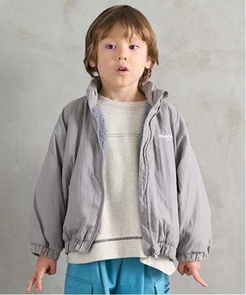 b・ROOM（ビールーム）の「【2WAY】ビッグシルエットリバーシブルブルゾン（ブルゾン・キッズ・ネイビー/グレー/アイボリー/カーキ・100cm/110cm/120cm/130cm/140cm/150cm）」の14枚目の写真