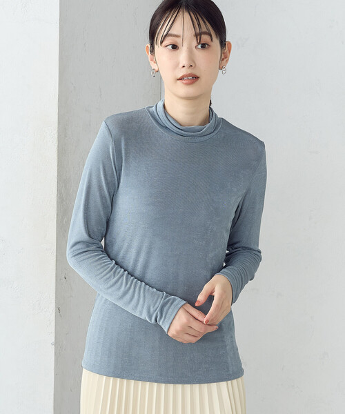 COMME CA ISM(コムサイズム)の「ハイネック長袖 Tシャツ(Tシャツ/カットソー・レディース・アイボリー/ブラック/サックスブルー/グレー・MEDIUM/LARGE)」の4枚目の写真
