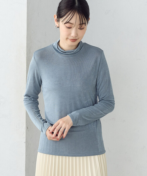 COMME CA ISM(コムサイズム)の「ハイネック長袖 Tシャツ(Tシャツ/カットソー・レディース・アイボリー/ブラック/サックスブルー/グレー・MEDIUM/LARGE)」の12枚目の写真