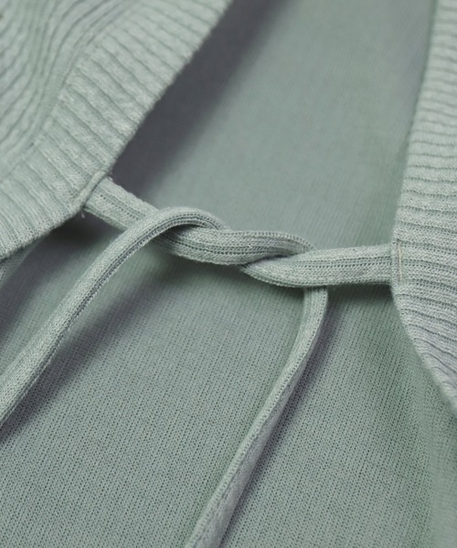 OWLEYE by domingo（アウルアイ バイドミンゴ）の「[ OWLEYE by domingo / アウルアイ ] リブニット ロングベスト（ワンピース・レディース・グレイッシュベージュ/ミント/ライトグレー・FREE）」の4枚目の写真