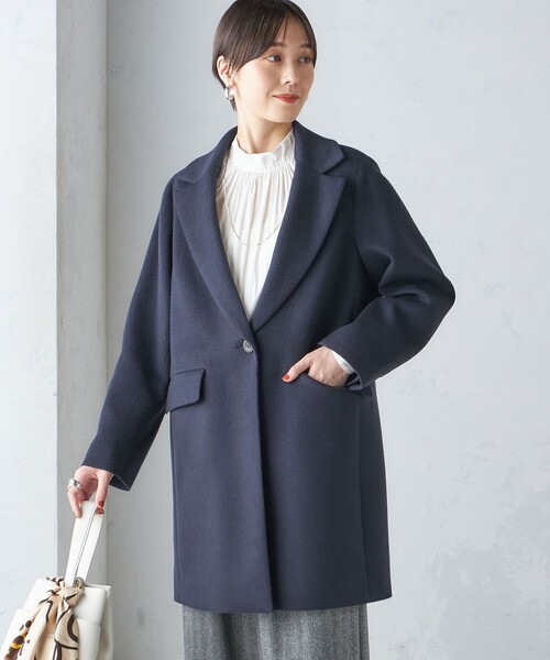 「SHIPS」 チェスターコート 38 ネイビー レディース SHIPS」 チェスターコート 38 ネイビー レディース