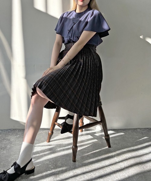 NICOLE CLUB(ニコル クラブ)の「アコーディオンプリーツスカート(スカート・レディース・ネイビー/ブラウン・MEDIUM)」の14枚目の写真