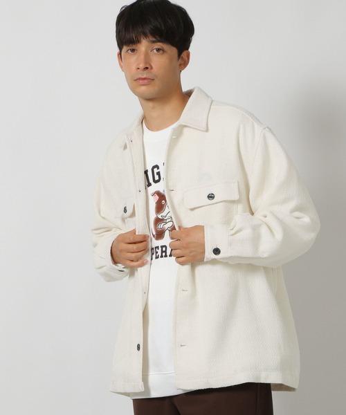 LAKOLE(ラコレ)の「ツイードCPOシャツ/146472(シャツ/ブラウス・メンズ・オフホワイト/チェリーレッド/ブラック・MEDIUM/LARGE)」の1枚目の写真