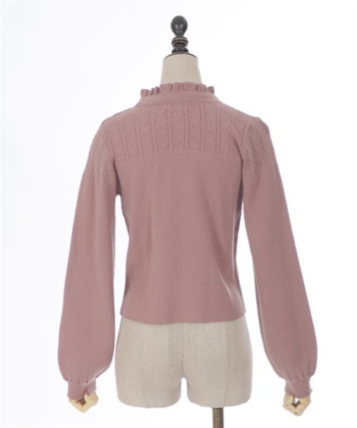 axes femme POETIQUE（アクシーズファムポエティック）の「リボン付ニットプルオーバー（ニット/セーター・レディース・ピンク/ブラック/キナリ・MEDIUM）」の9枚目の写真