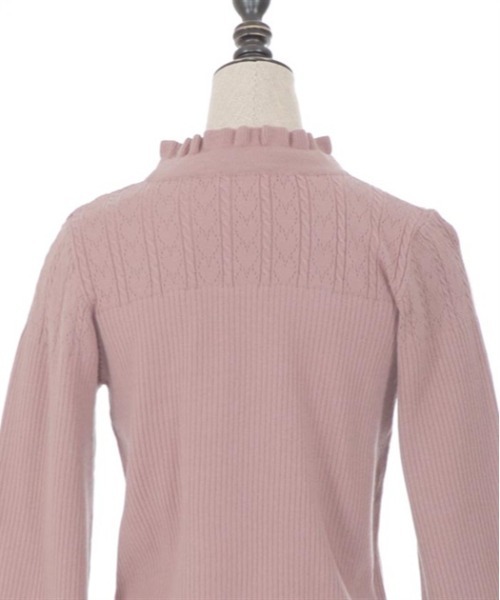 axes femme POETIQUE（アクシーズファムポエティック）の「リボン付ニットプルオーバー（ニット/セーター・レディース・ピンク/ブラック/キナリ・MEDIUM）」の13枚目の写真