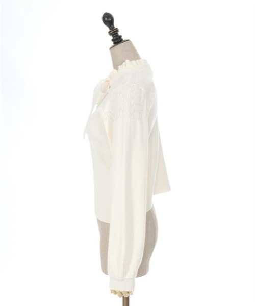 axes femme POETIQUE（アクシーズファムポエティック）の「リボン付ニットプルオーバー（ニット/セーター・レディース・ピンク/ブラック/キナリ・MEDIUM）」の17枚目の写真