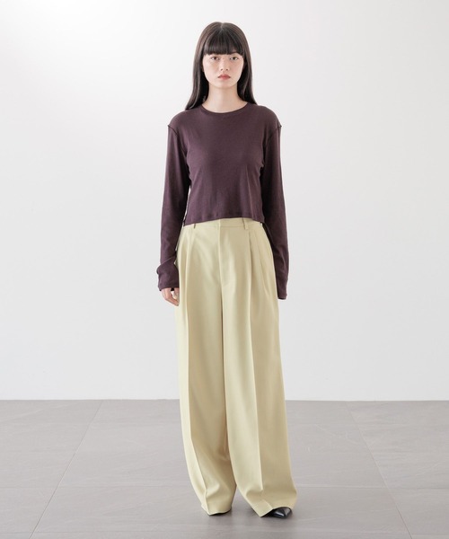 yuw(ユウ)の「シアーテレコクロップドロングスリーブ 242275(Tシャツ/カットソー・レディース・ブラック/ブラウン/ホワイト・LARGE/MEDIUM)」の4枚目の写真