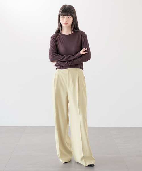 yuw(ユウ)の「シアーテレコクロップドロングスリーブ 242275(Tシャツ/カットソー・レディース・ブラック/ブラウン/ホワイト・LARGE/MEDIUM)」の5枚目の写真