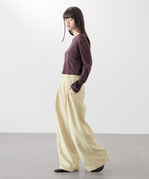 yuw(ユウ)の「シアーテレコクロップドロングスリーブ 242275(Tシャツ/カットソー・レディース・ブラック/ブラウン/ホワイト・LARGE/MEDIUM)」の6枚目の写真