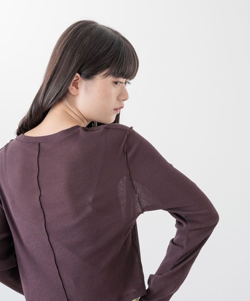 yuw(ユウ)の「シアーテレコクロップドロングスリーブ 242275(Tシャツ/カットソー・レディース・ブラック/ブラウン/ホワイト・LARGE/MEDIUM)」の20枚目の写真
