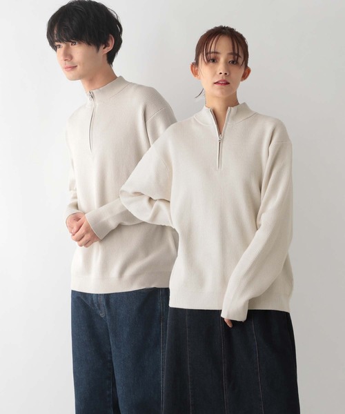 GLOBAL WORK（グローバルワーク）の「メルティハーフジップ/116319（ニット/セーター・メンズ・アイボリー/ブラック・X-LARGE/LARGE/SMALL/MEDIUM）」の2枚目の写真