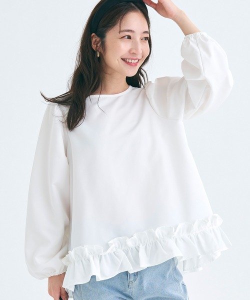 rosymonster ホイップクリームフリルブラウス　白　新品 ホイップフリルブラウス（シャツ/ブラウス）｜coca（coca