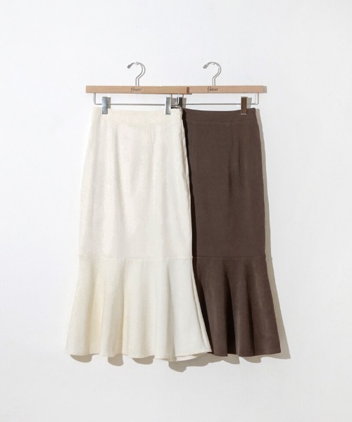 flower（フラワー）の「スエードマーメイドスカート（スカート・レディース・ブラウン/アイボリー・FREE）」の13枚目の写真