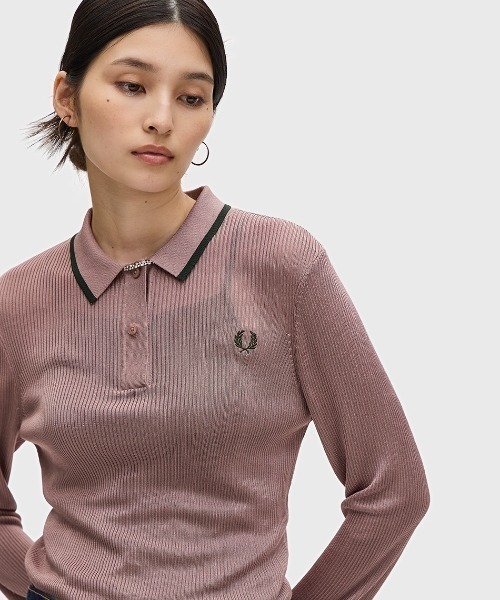 FRED PERRY リブニットポロシャツ Brushed Twill Shirt Dress(8 Q20：NIGHT GREEN): | FRED PERRY