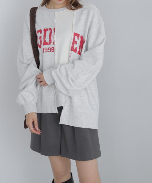 FREE'S MART（フリーズマート）の「◆リメイク風ビッグスウェット（スウェット・レディース・ホワイト/ネイビー・FREE）」の4枚目の写真