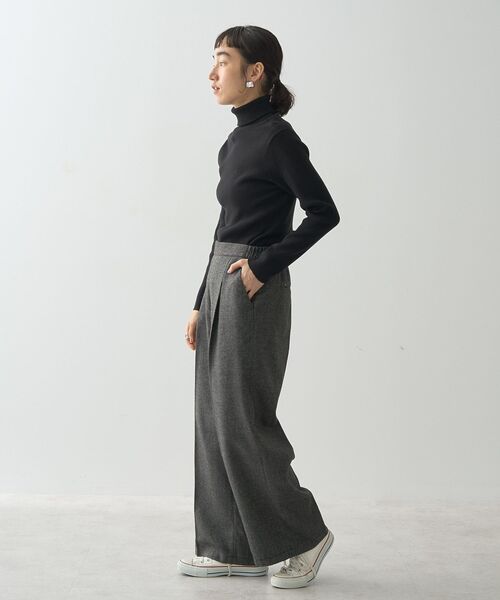 ARCHI アーキ　リブ　タートル　ニット　グレー WEB限定】・【定番人気】WOOL混リブタートルニット（ニット/セーター