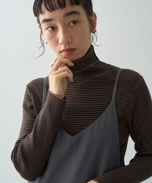 AMERICAN HOLIC（アメリカンホリック）の「バイパチリブタートルネックニットプルオーバー（ニット/セーター・レディース・杢グレー/ホワイト系その他4/アイボリー/ブラック/レッド/ブラウン・M/L）」の5枚目の写真