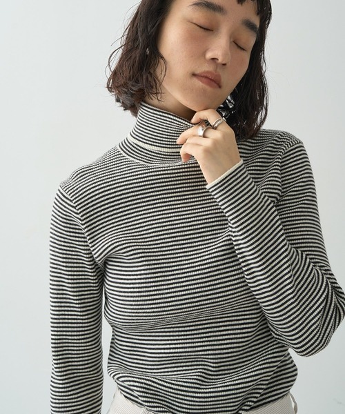 AMERICAN HOLIC（アメリカンホリック）の「バイパチリブタートルネックニットプルオーバー（ニット/セーター・レディース・杢グレー/ホワイト系その他4/アイボリー/ブラック/レッド/ブラウン・M/L）」の9枚目の写真