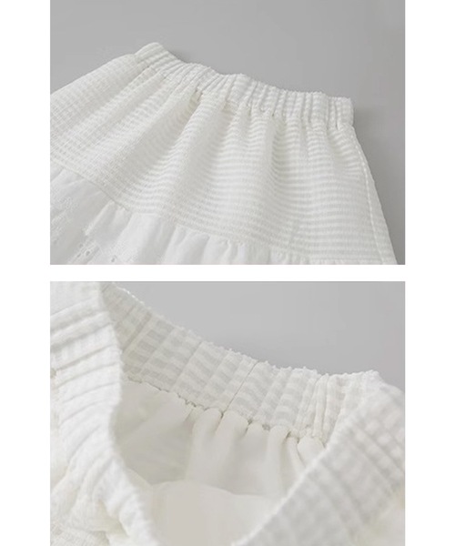 Lace Ladies(レースレディース)の「フレンチ パッチワーク風 ティアード フリル スカート(スカート・レディース・ホワイト・S/M/XL)」の9枚目の写真