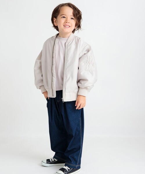 BRANSHES(ブランシェス)の「【2WAY】スリーブ切替MA-1ブルゾン(ブルゾン・キッズ・カーキオリーブ/ライトベージュ・120/130/90/150/140/100/110)」の6枚目の写真