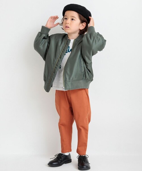 BRANSHES(ブランシェス)の「【2WAY】スリーブ切替MA-1ブルゾン(ブルゾン・キッズ・カーキオリーブ/ライトベージュ・120/130/90/150/140/100/110)」の12枚目の写真